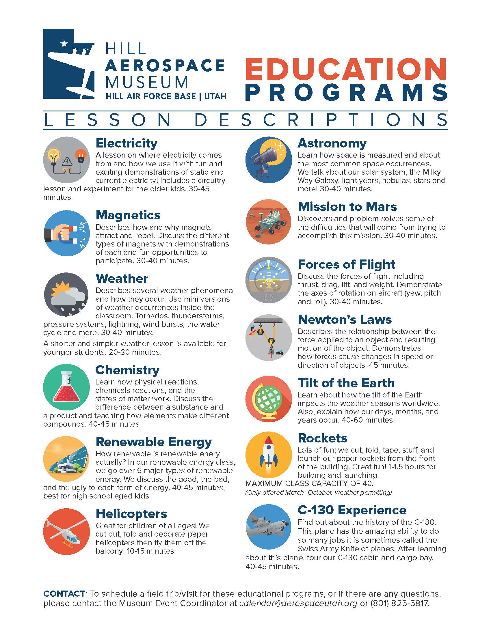 Hill Aerospace Museum Education Programs Document